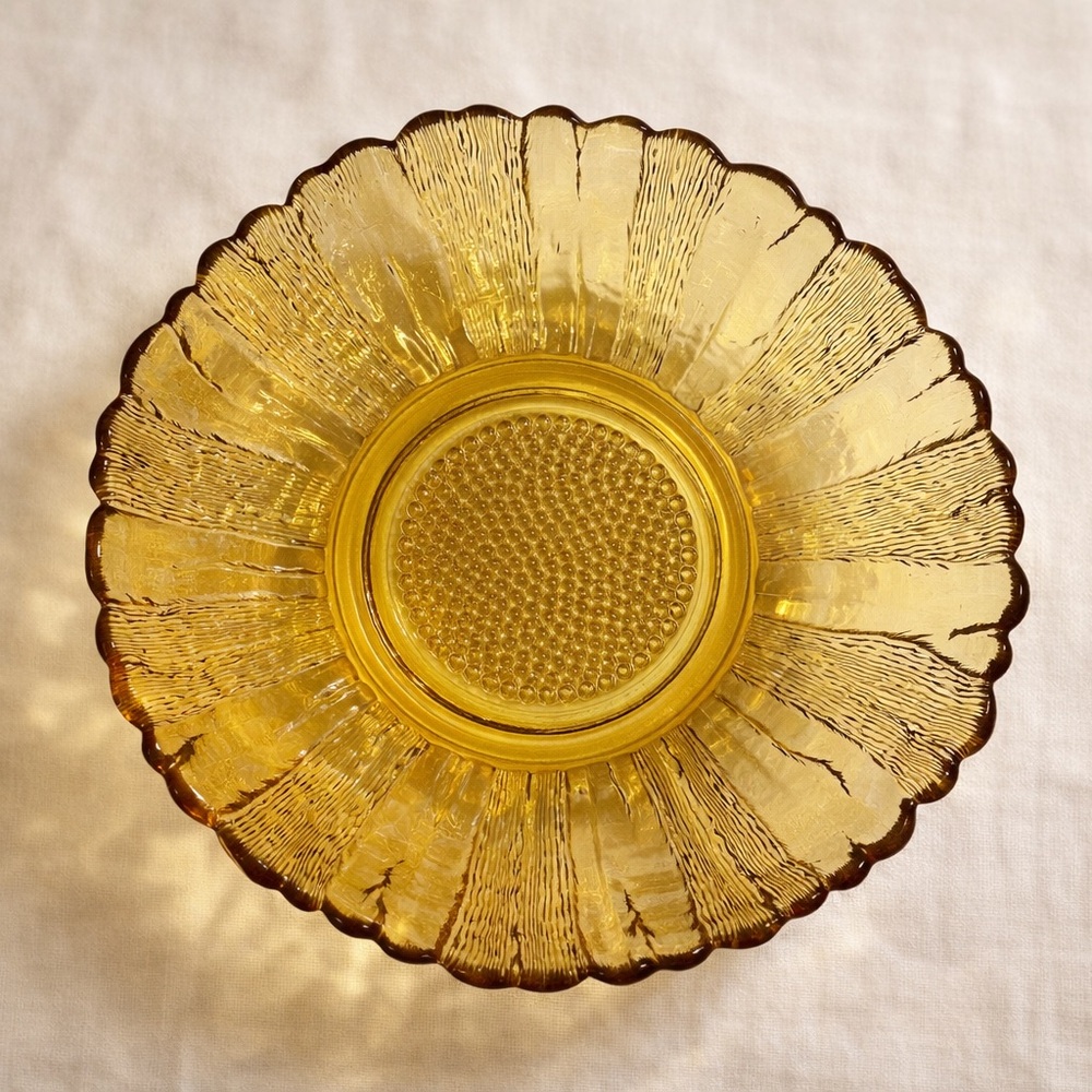 Vintage, Amber Glass, Amber Sunflower Fruit Bowl by Indiana Glass